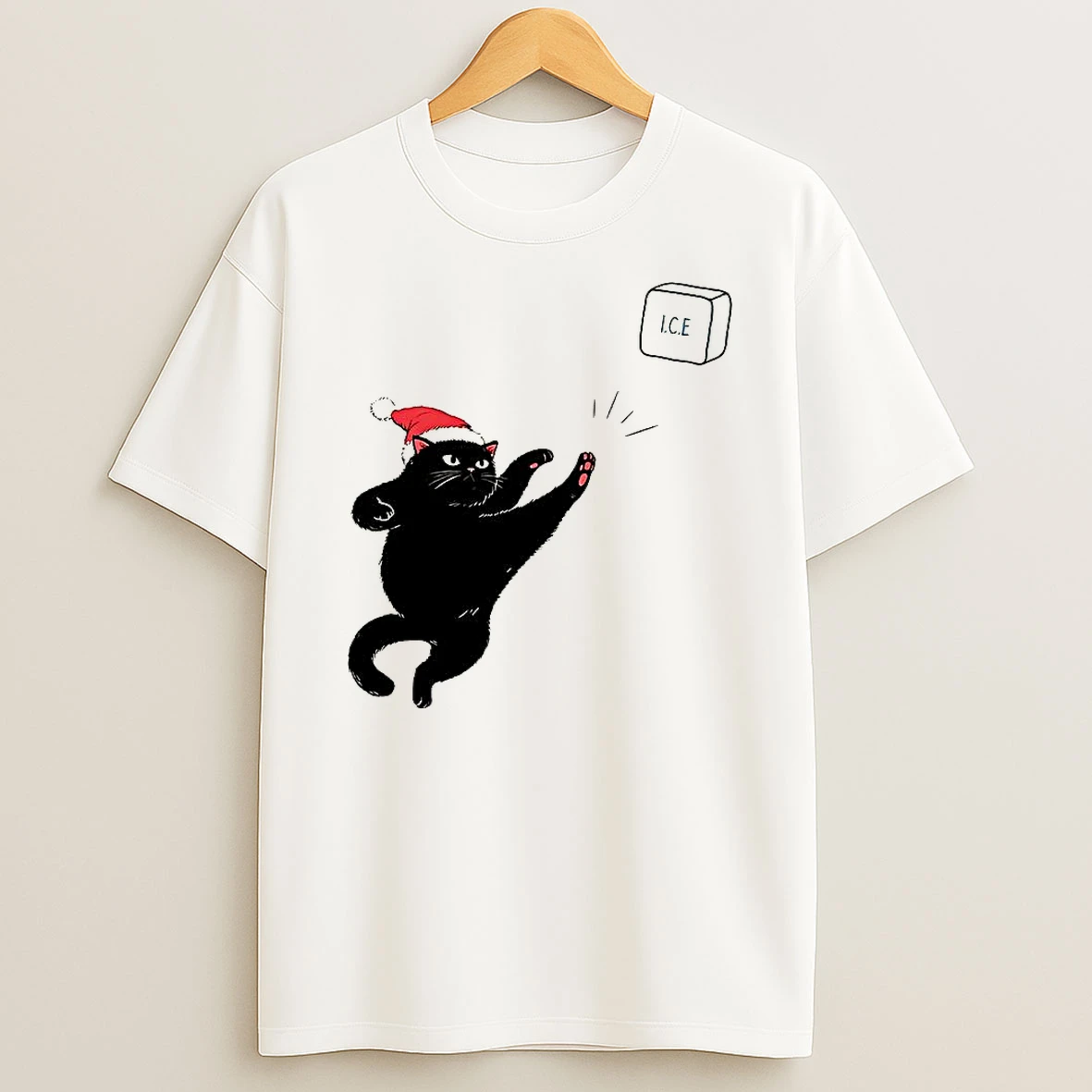 Black Cat Christmas Abolish Ice Fuck Ice Caricature T Shirt