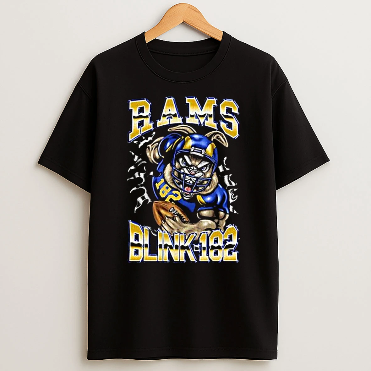 Blink 182 X Los Angeles Rams Touchdown Bunny Football Player T Shirt