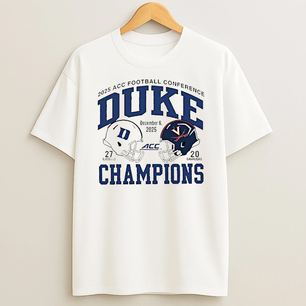 Blue Devil Vs Cavaliers Duke 2025 Acc Football Champs Score T Shirt