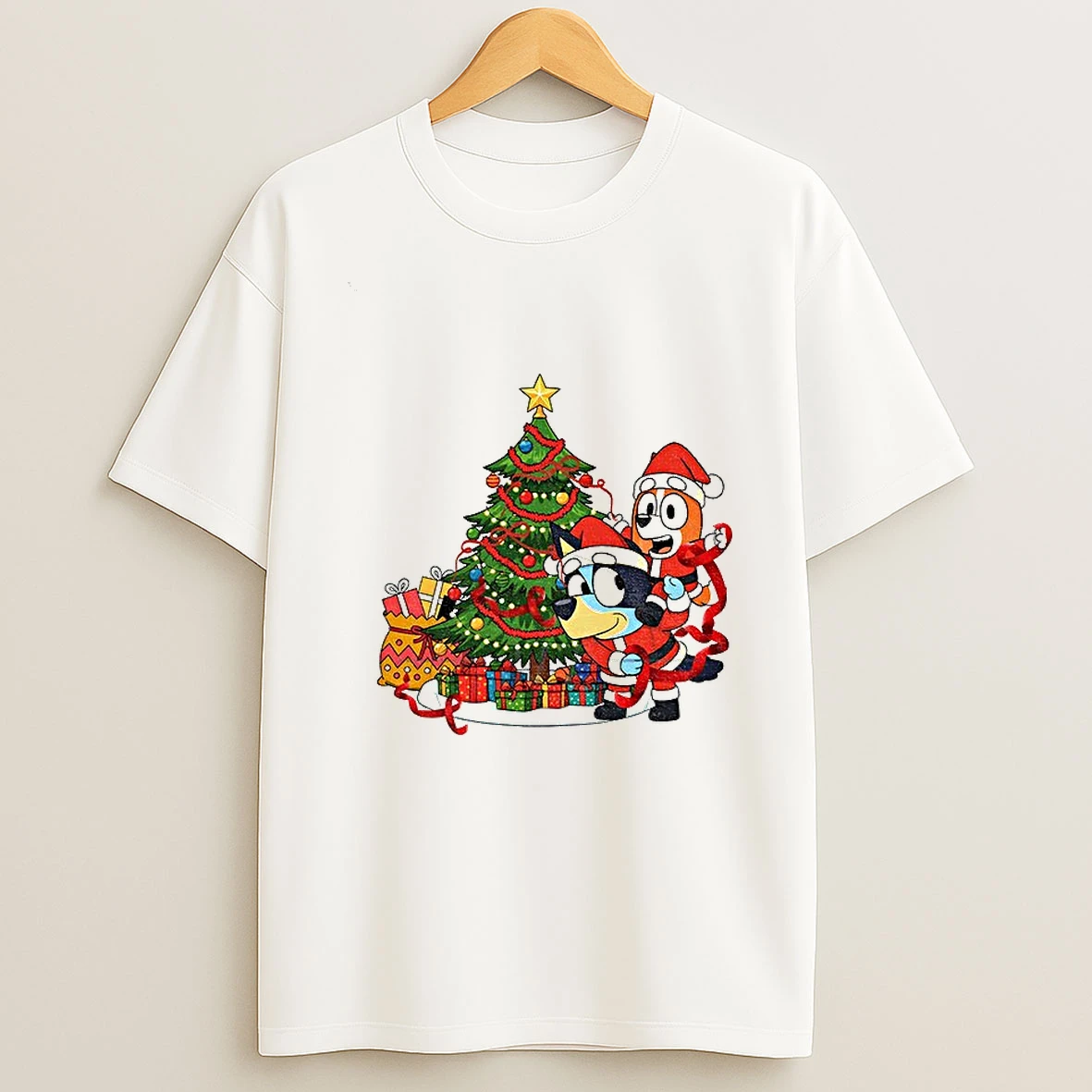 Bluey And Bingo Santa Hat Christmas Tree Merry Christmas T Shirt