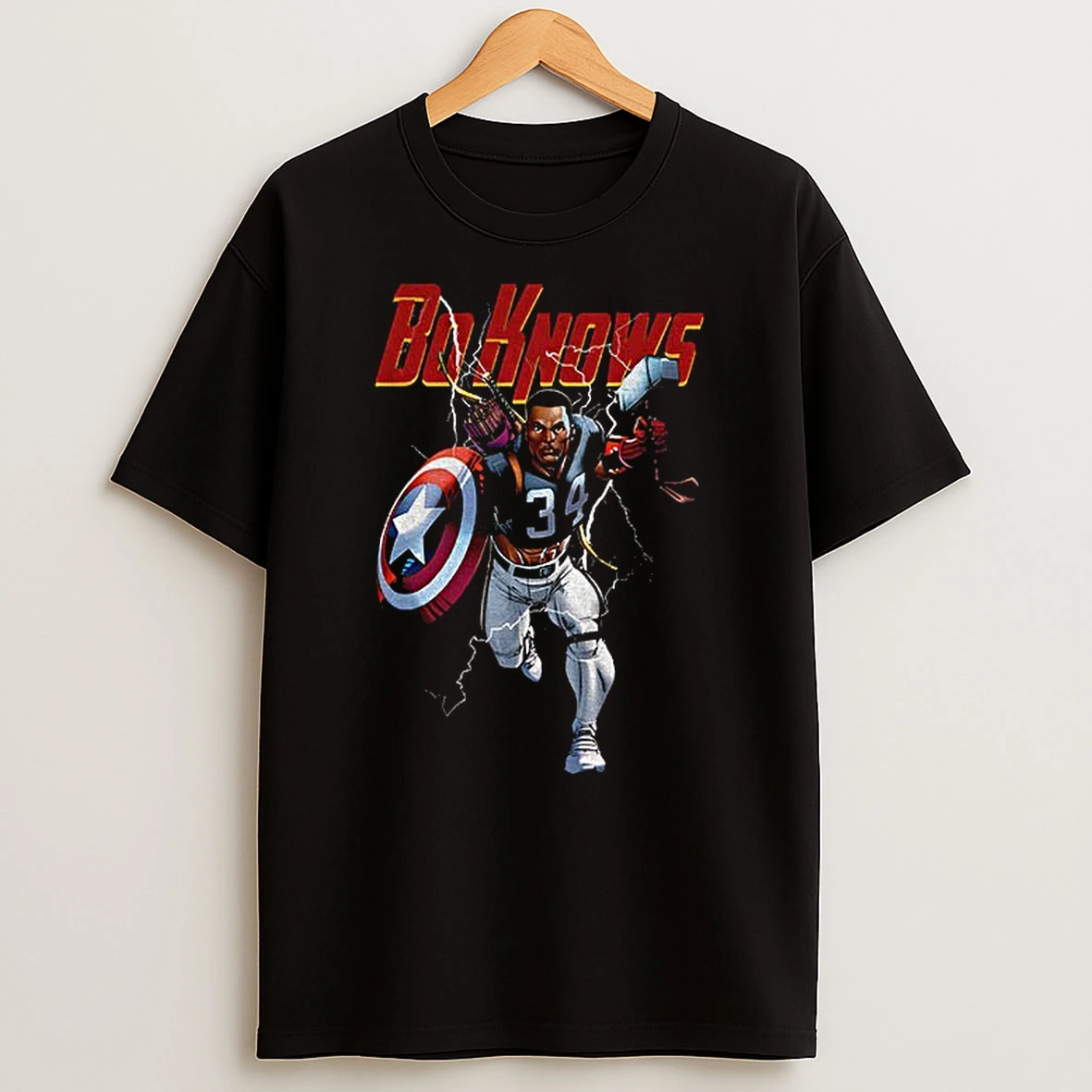 Bo Knows Heroes Captain America Thor Vintage T Shirt