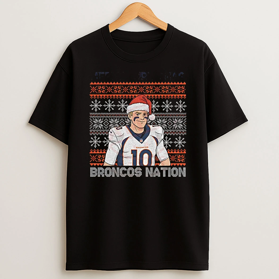 Bo Nix Santa Hat Denver Broncos Nation Football 2025 Merry Christmas T Shirt