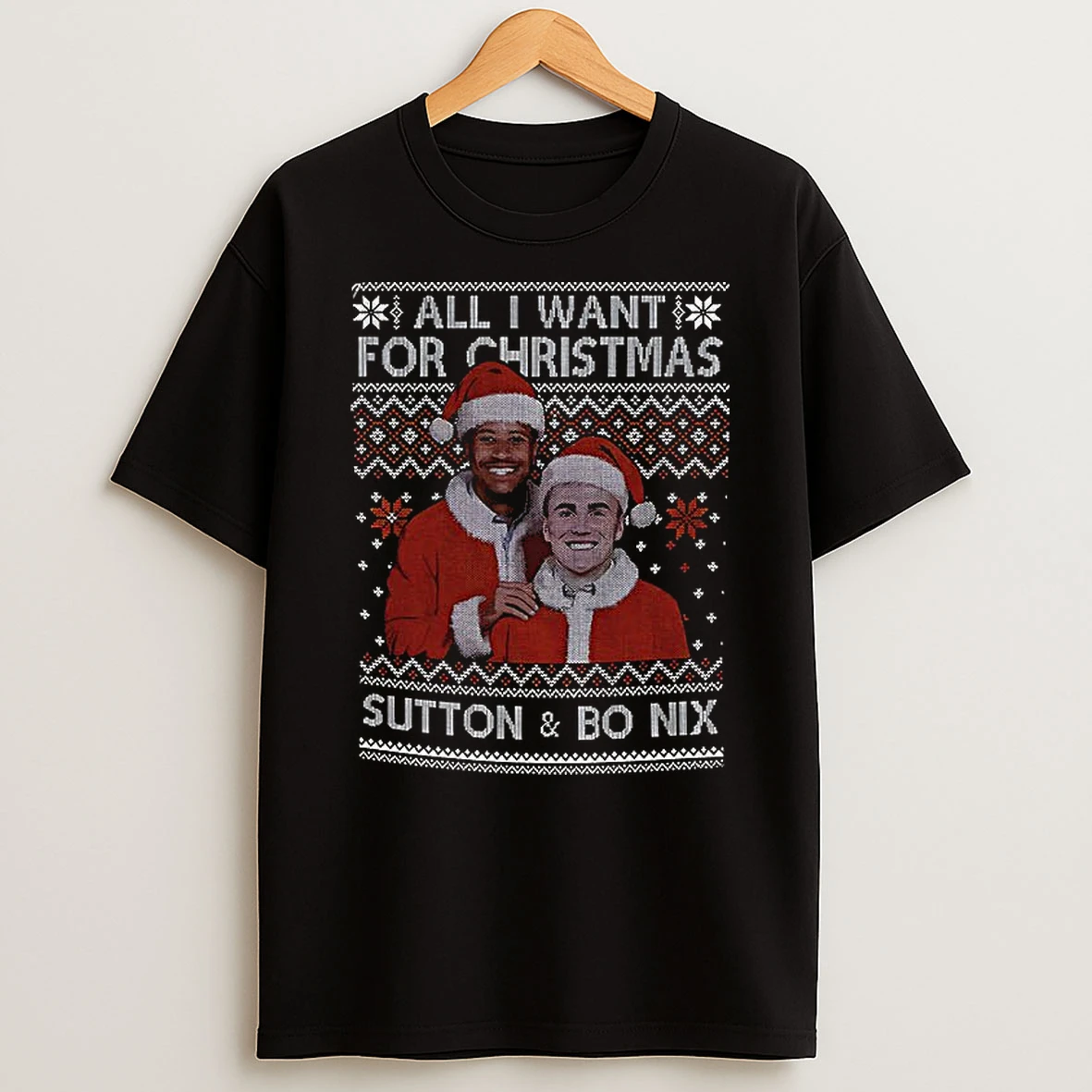 Bo Nix And Courtland Sutton Steph Brothers Denver Broncos Nfl Football 2025 Christmas T Shirt