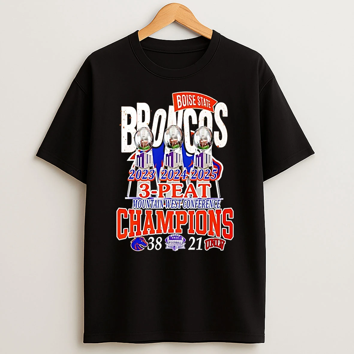 Boise State Broncos 2025 Mountain West Champions 3 Peat 23 24 25 T Shirt