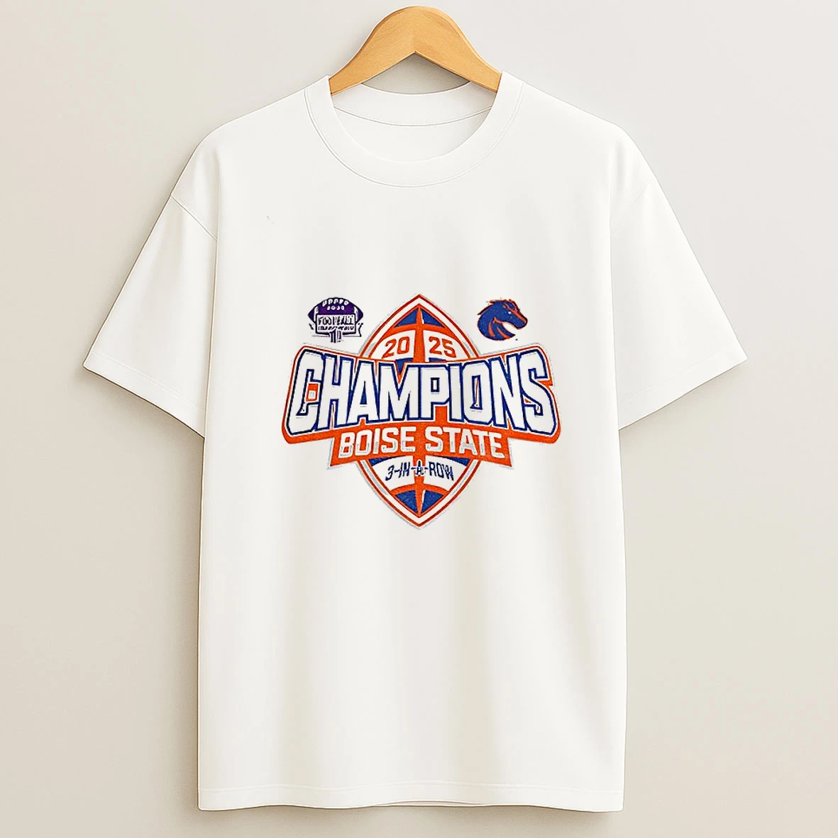 Boise State Broncos 2025 Mountain West Champions 3 In A Row Logo T Shirt