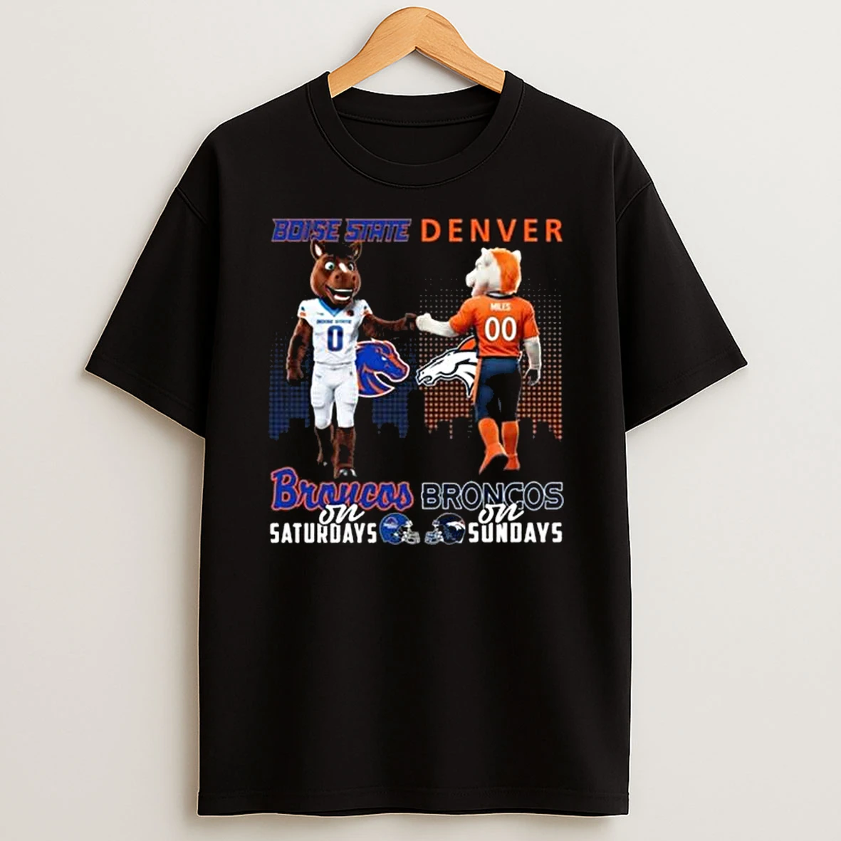 Boise State Broncos On Saturdays X Denver Broncos On Sundays Mascot 2025 T Shirt