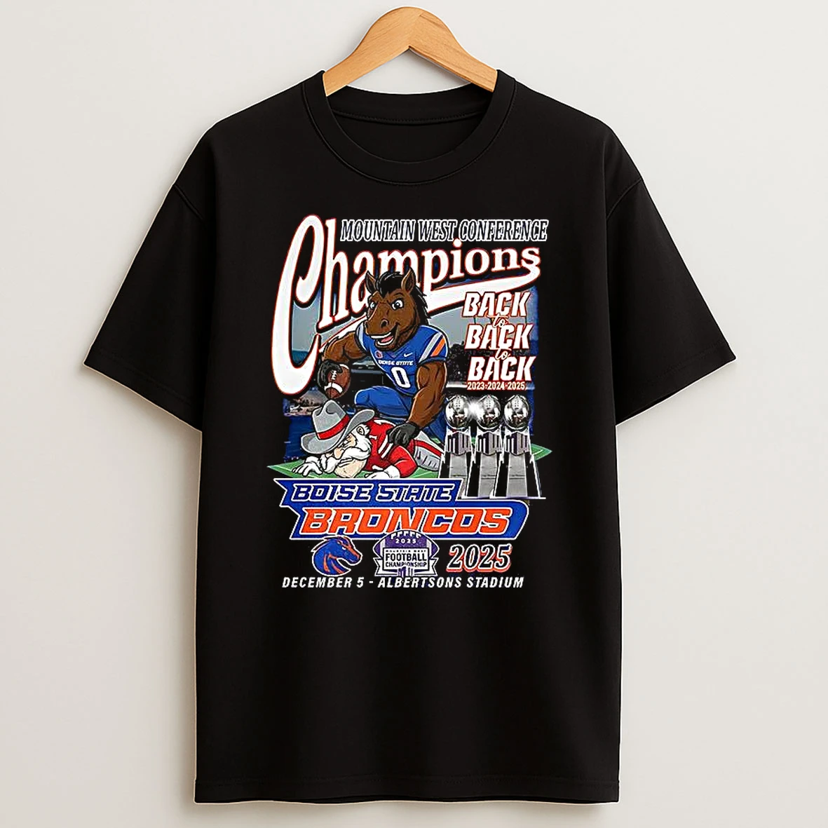 Boise State Broncos Beat Unlv Rebels Mountain West Conference Championship Back2back 2025 T Shirt