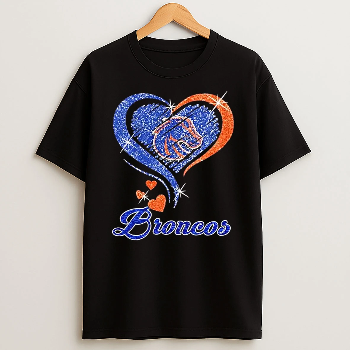 Boise State Broncos Football In Glitter Heart Fans T Shirt