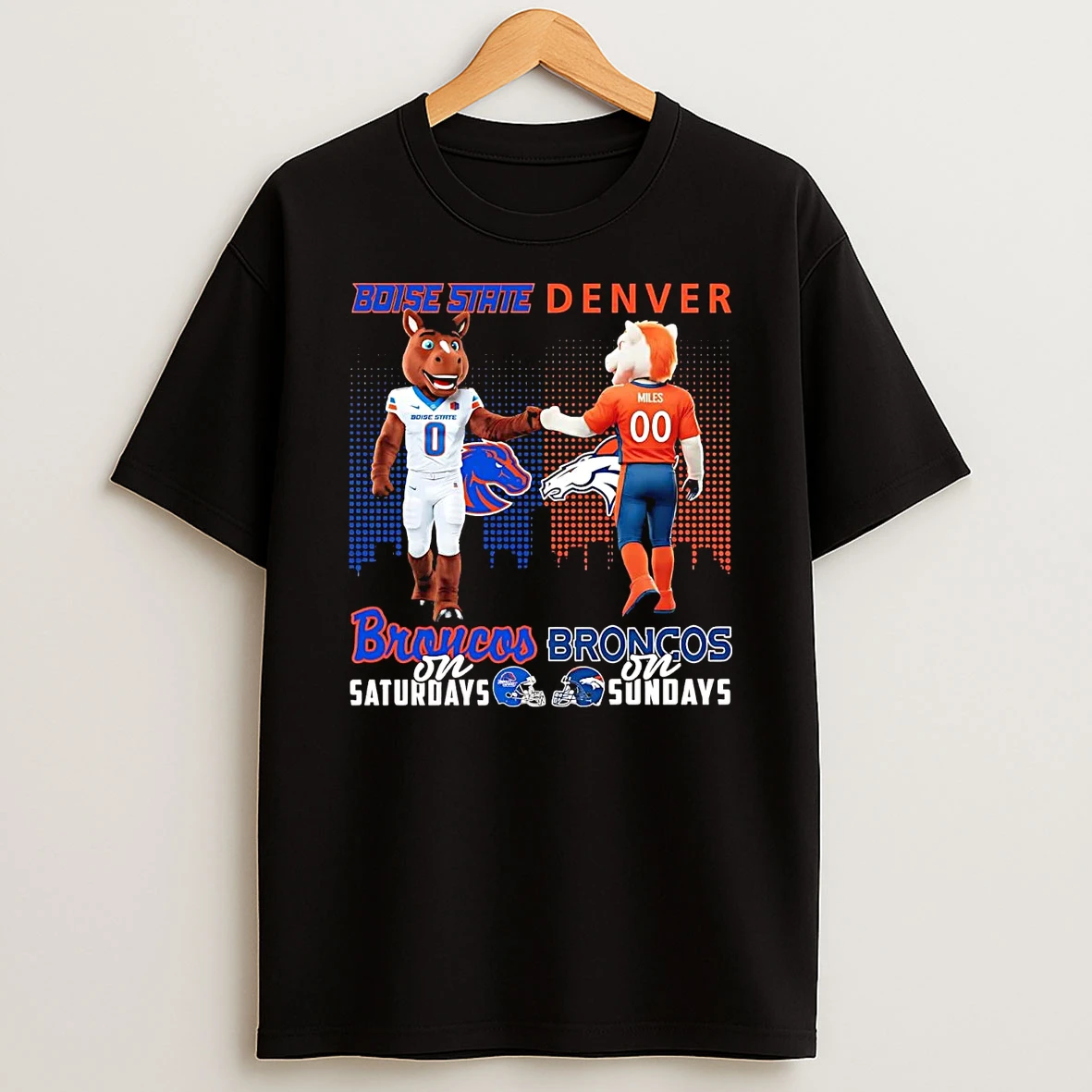 Boise State Broncos On Saturdays Denver Broncos On Sundays Mascot T Shirt