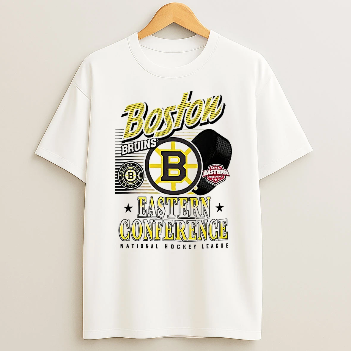 Boston Bruins Nhl Eastern Conference Logo And Ball T Shirt