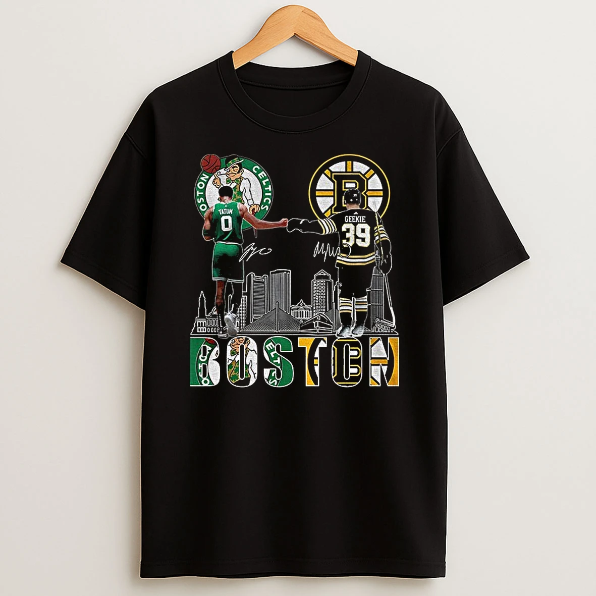 Boston Celtics Jayson Tatum Boston Bruins Morgan Geekie 2025 Signature T Shirt