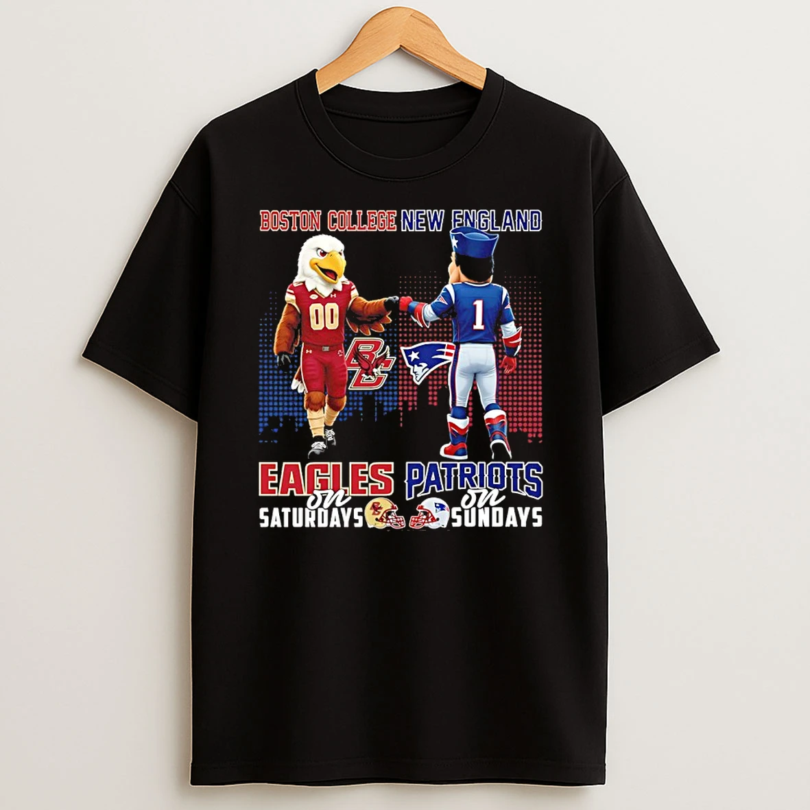 Boston College Eagles On Saturday And New England Patriots On Sundays Mascot T Shirt