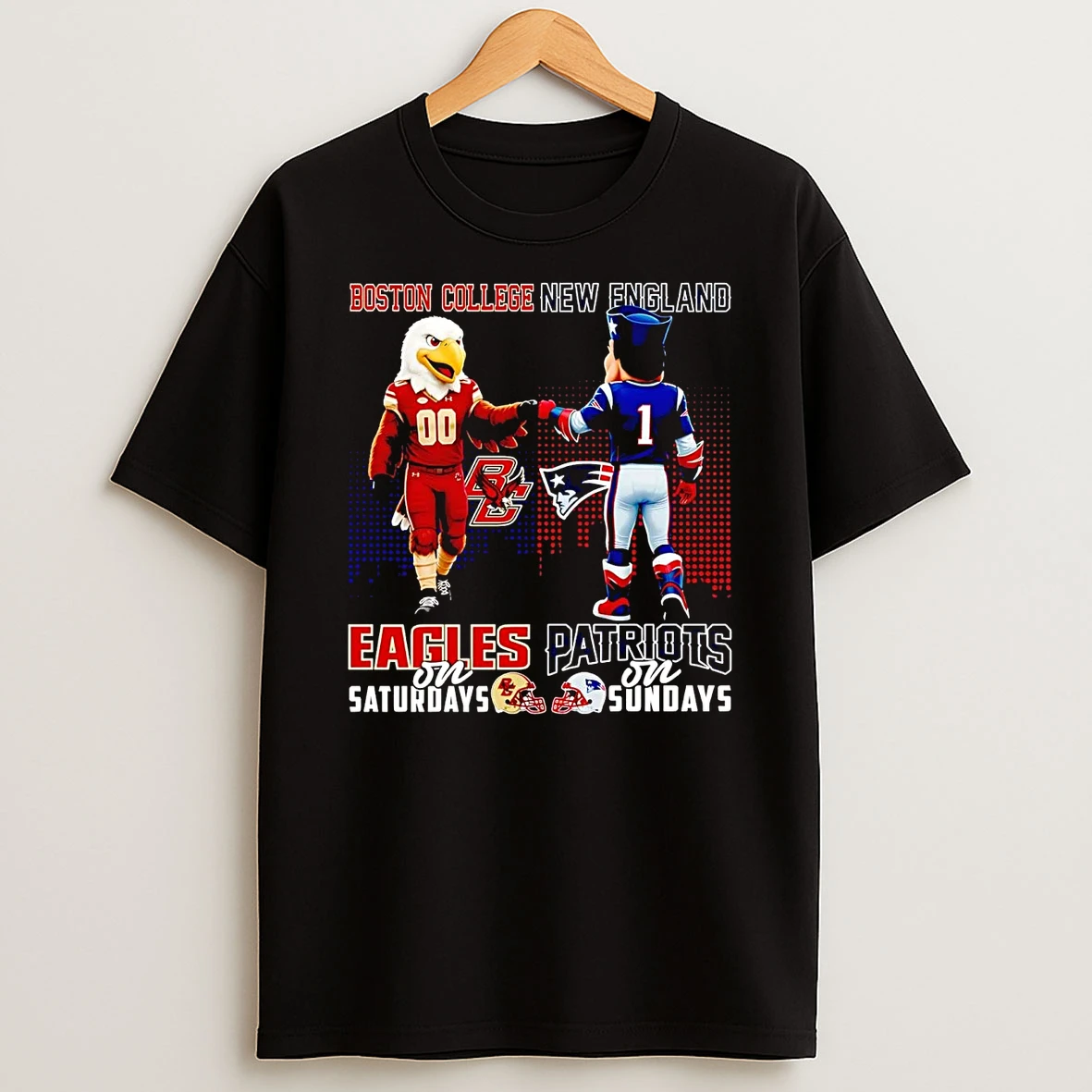 Boston College Eagles On Saturdays New England Patriots On Sundays Mascot T Shirt
