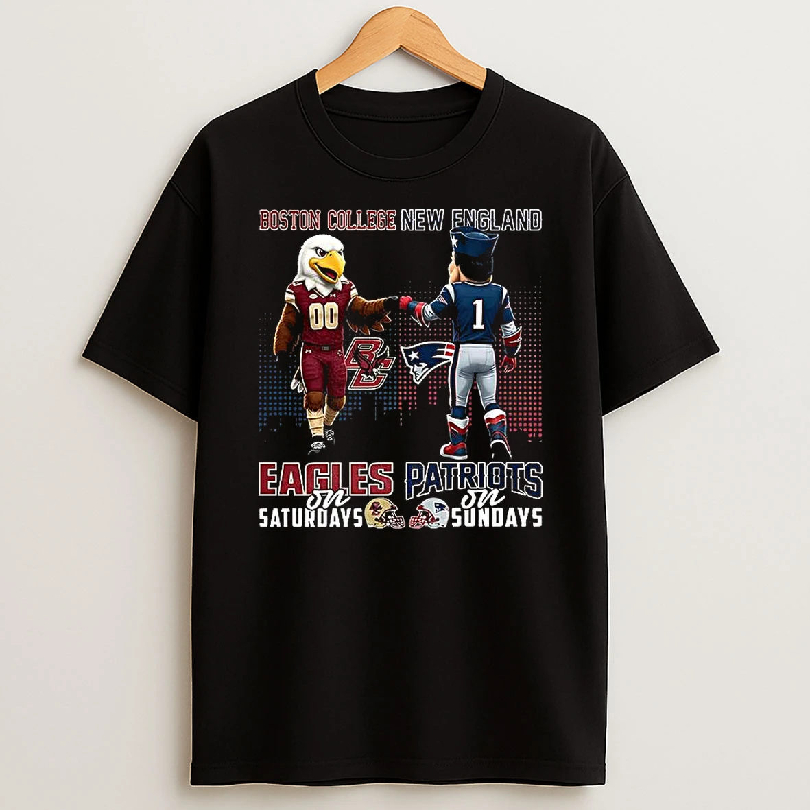 Boston College Eagles On Saturdays Vs New England Patriots On Sundays Mascot T Shirt