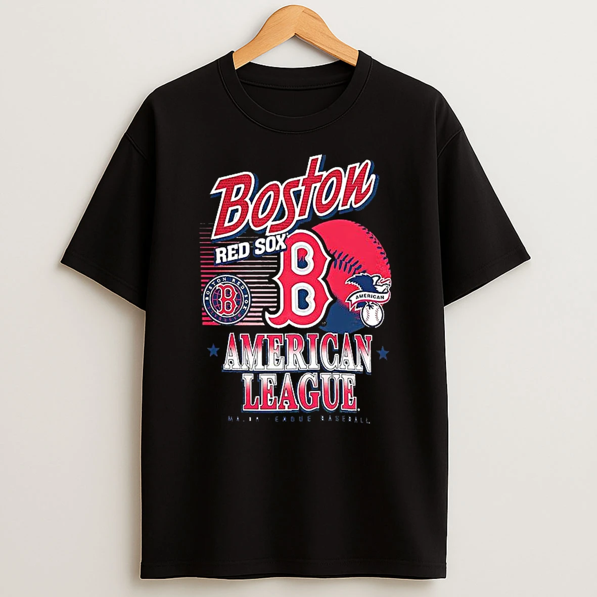 Boston Red Sox Mlb American National League Logo Ball Retro T Shirt