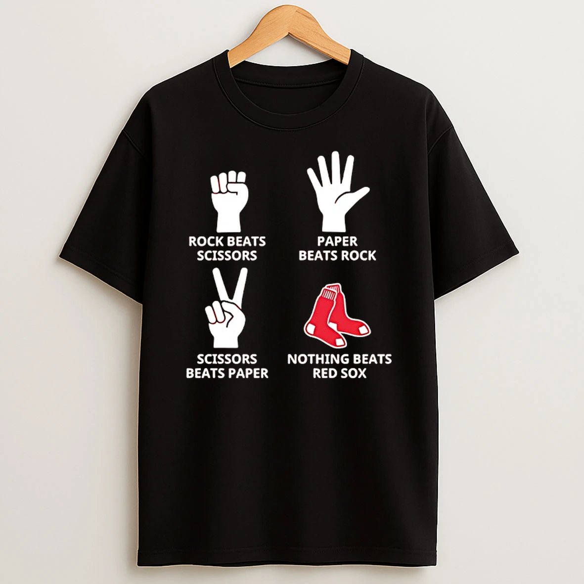 Boston Red Sox Nothing Beats Rock Beats Scissors Paper Beats Rock Scissors Beats Paper T Shirt