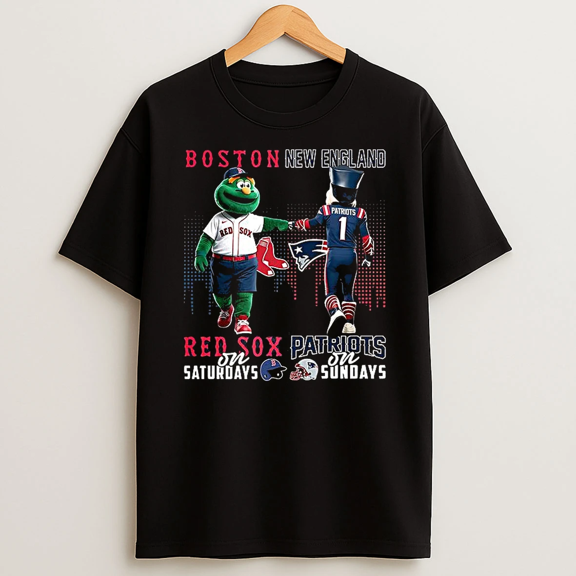 Boston Red Sox On Saturdays Vs New England Patriots On Sundays Mascot T Shirt