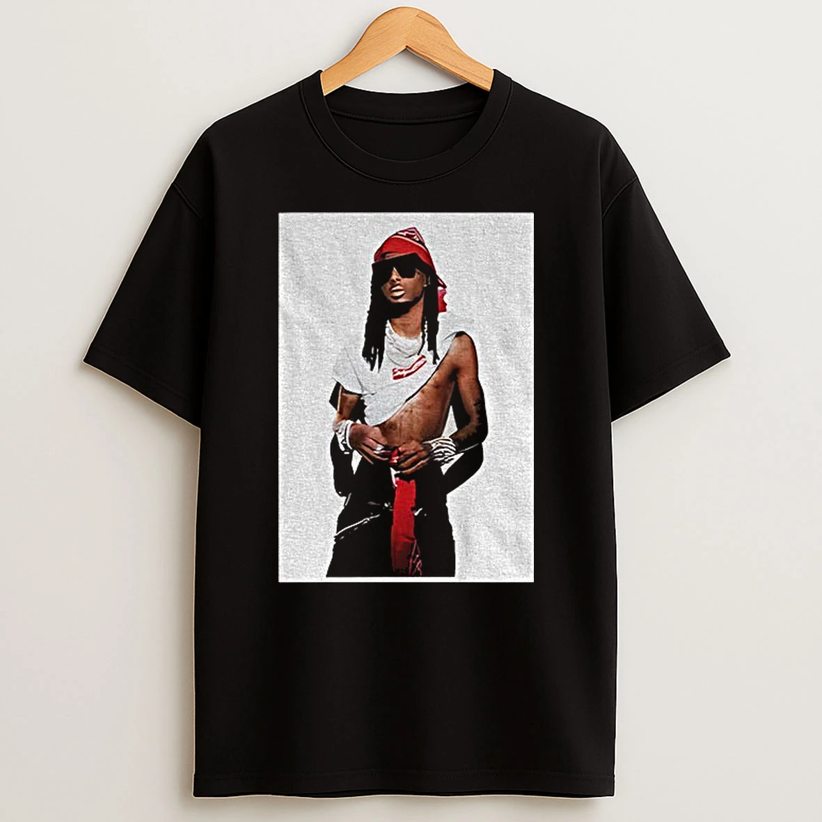 Brad Pitt Wearing Playboi Carti X Supreme Photo T Shirt