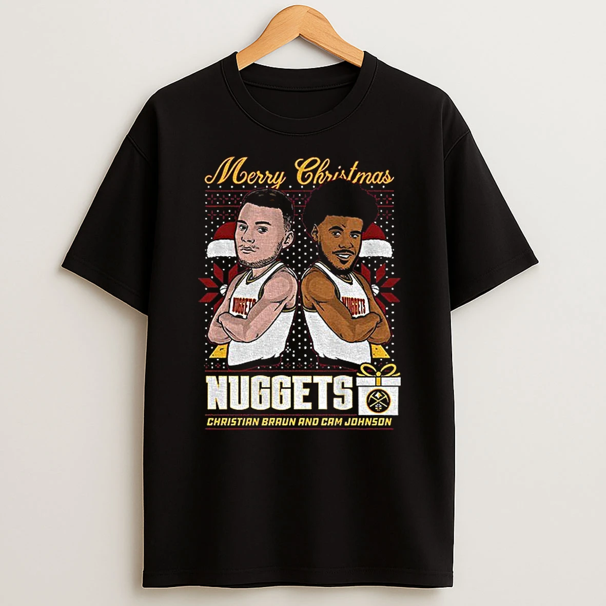 Braun And Johnson Denver Nuggets Basketball Christmas Vintage T Shirt