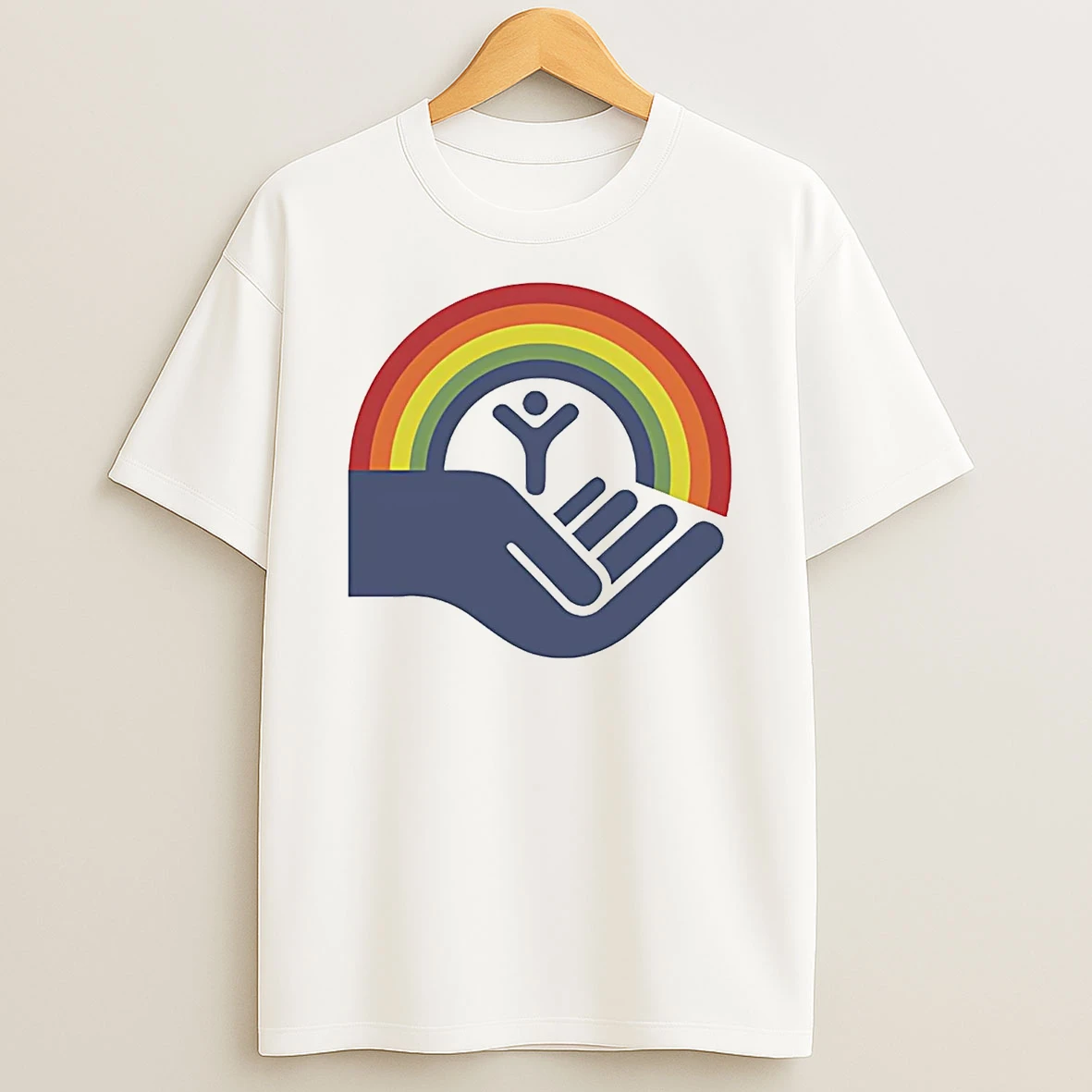 Brennan Huff Step Brothers Wearing United Way Rainbow T Shirt