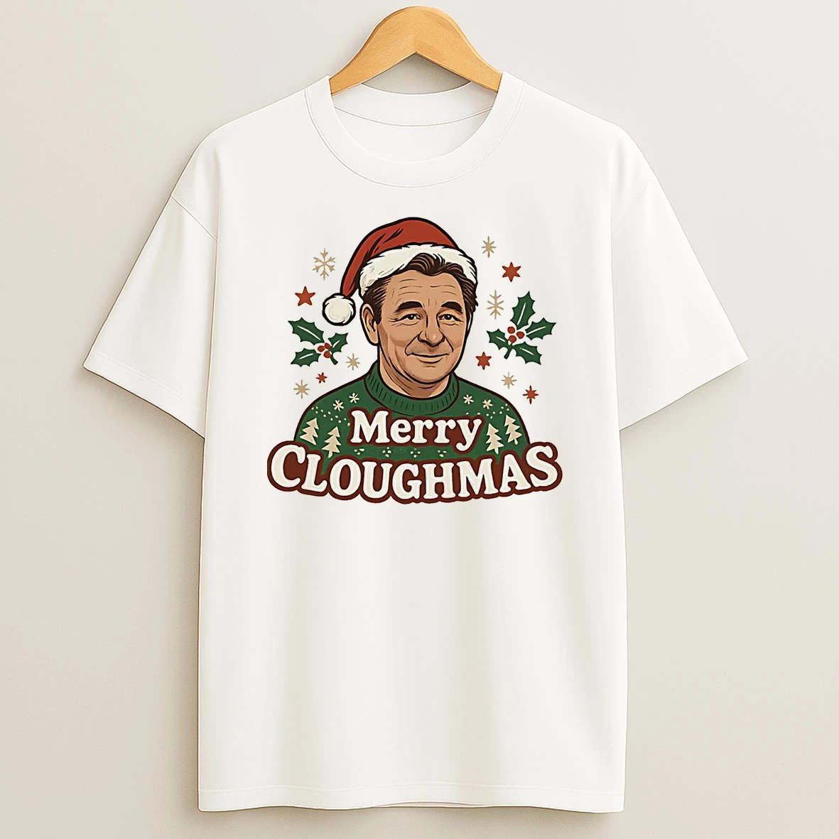 Brian Clough Nottingham Forest Merry Cloughmas Christmas T Shirt