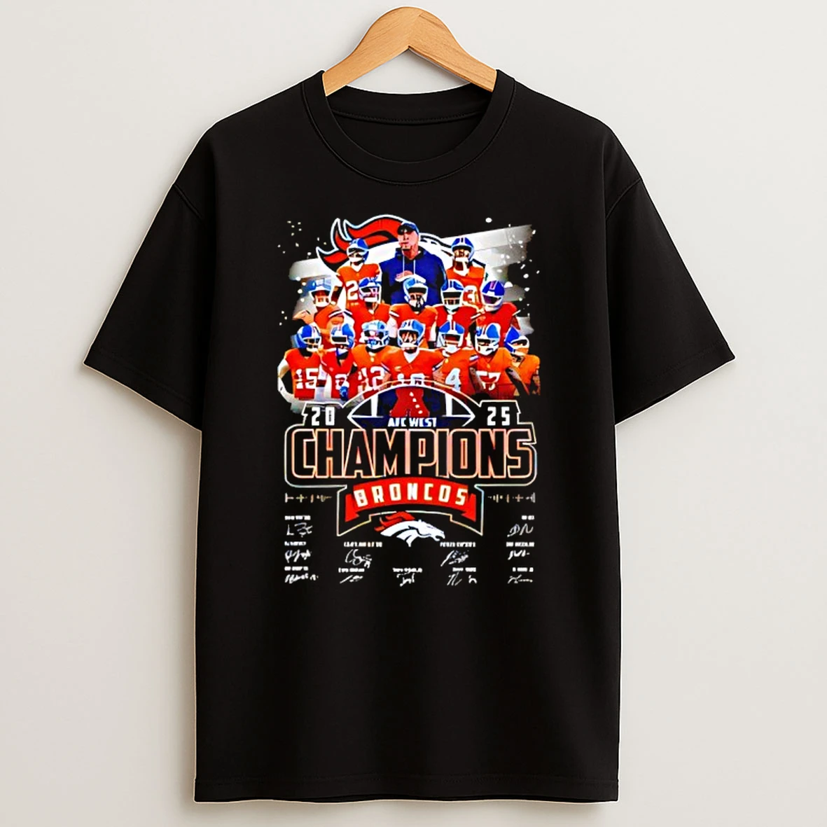 Broncos 2025 Afc West Champions Signatures T Shirt