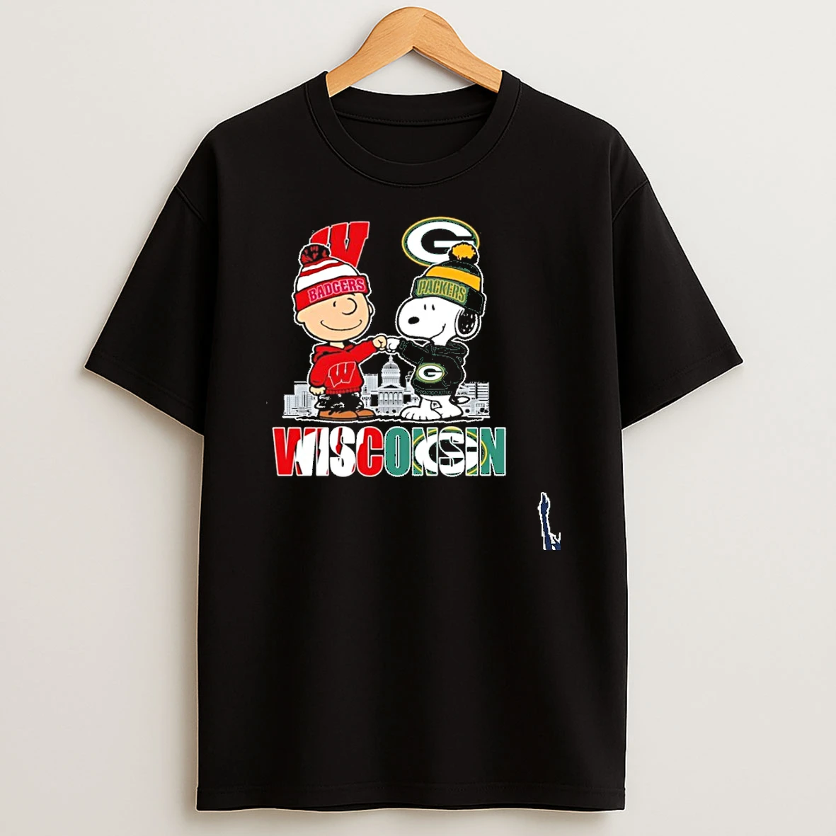 Brown Badgers X Snoopy Packers Logo City T Shirt