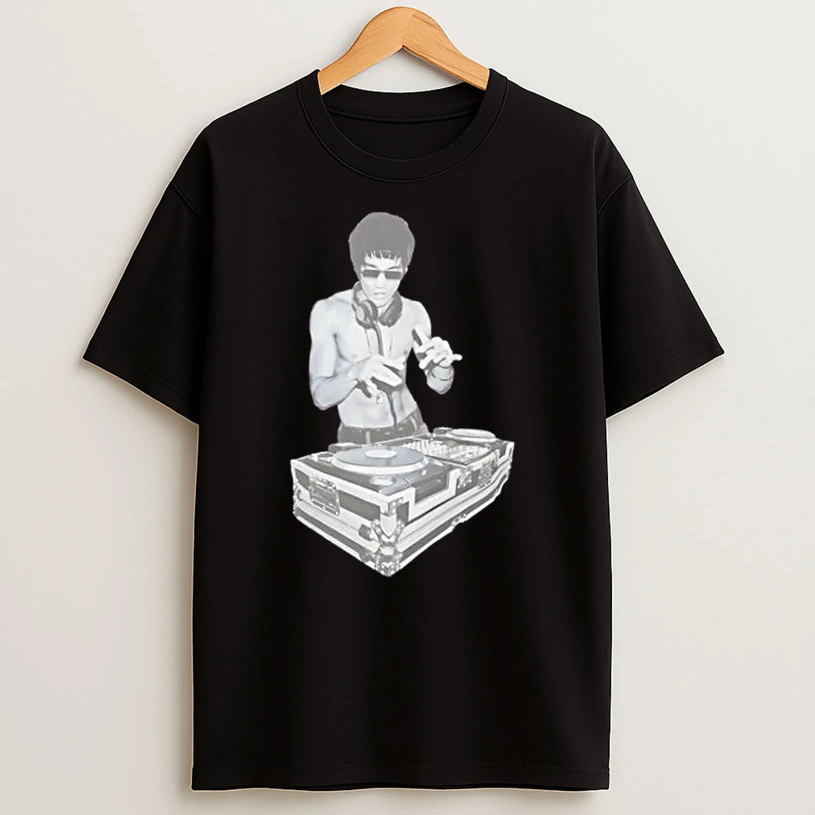 Bruce Lee Dj Kung Fu Master Mixing Vinyl T Shirt
