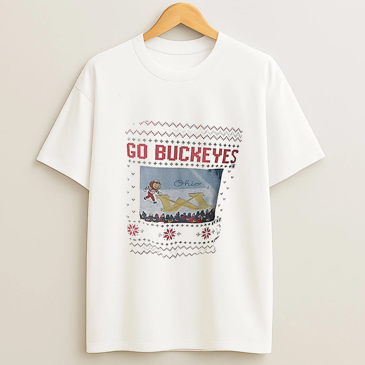 Brutus Buckeye Ohio Snow Brutus Crosses Out Michigan Cartoon T Shirt