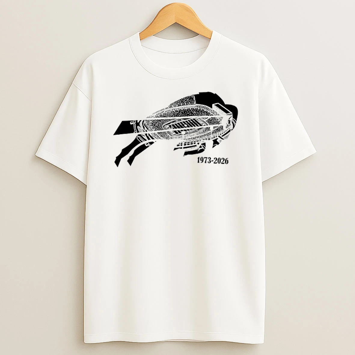 Buffalo Bills 1973 2026 Stadium Shape Of A Buffalo Head Logo T Shirt