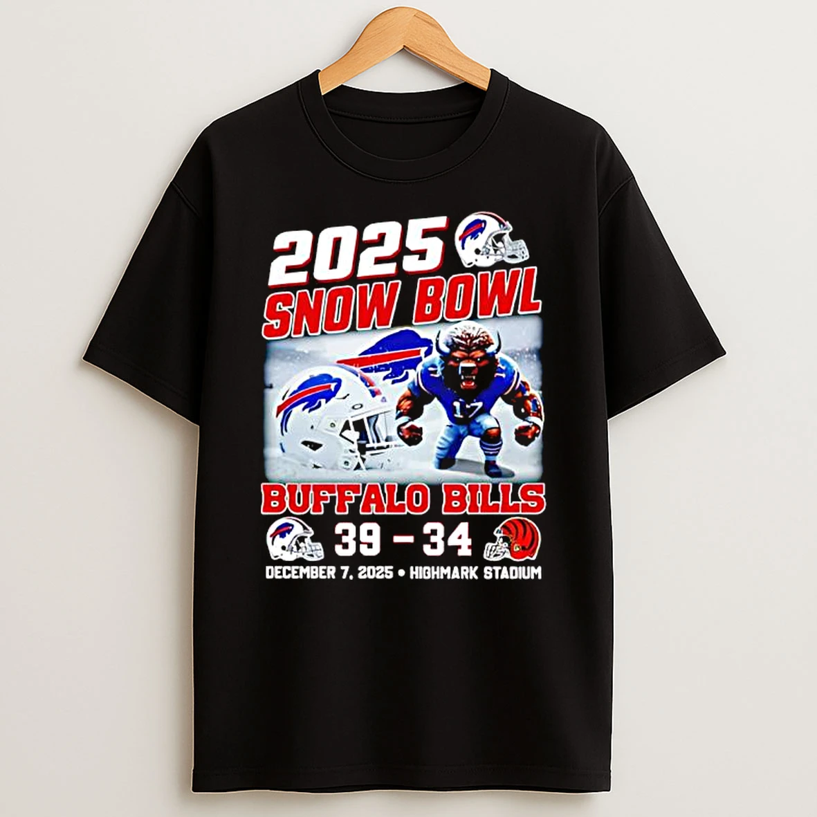 Buffalo Bills 2025 Snow Bowl 39 34 Score Graphic T Shirt