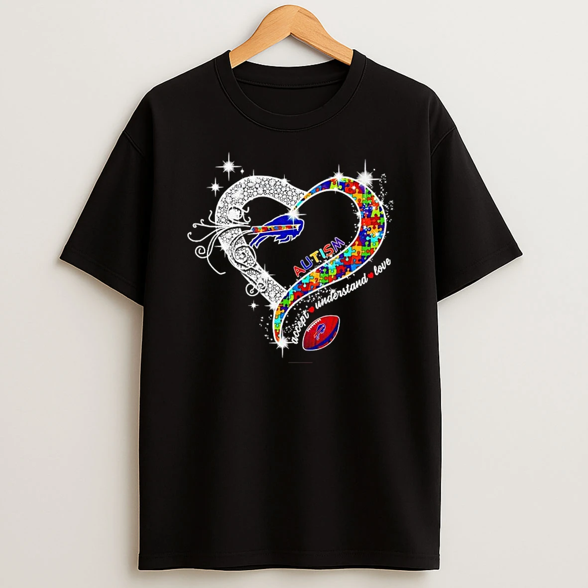 Buffalo Bills Autism Accept Understand Love Football Heart T Shirt