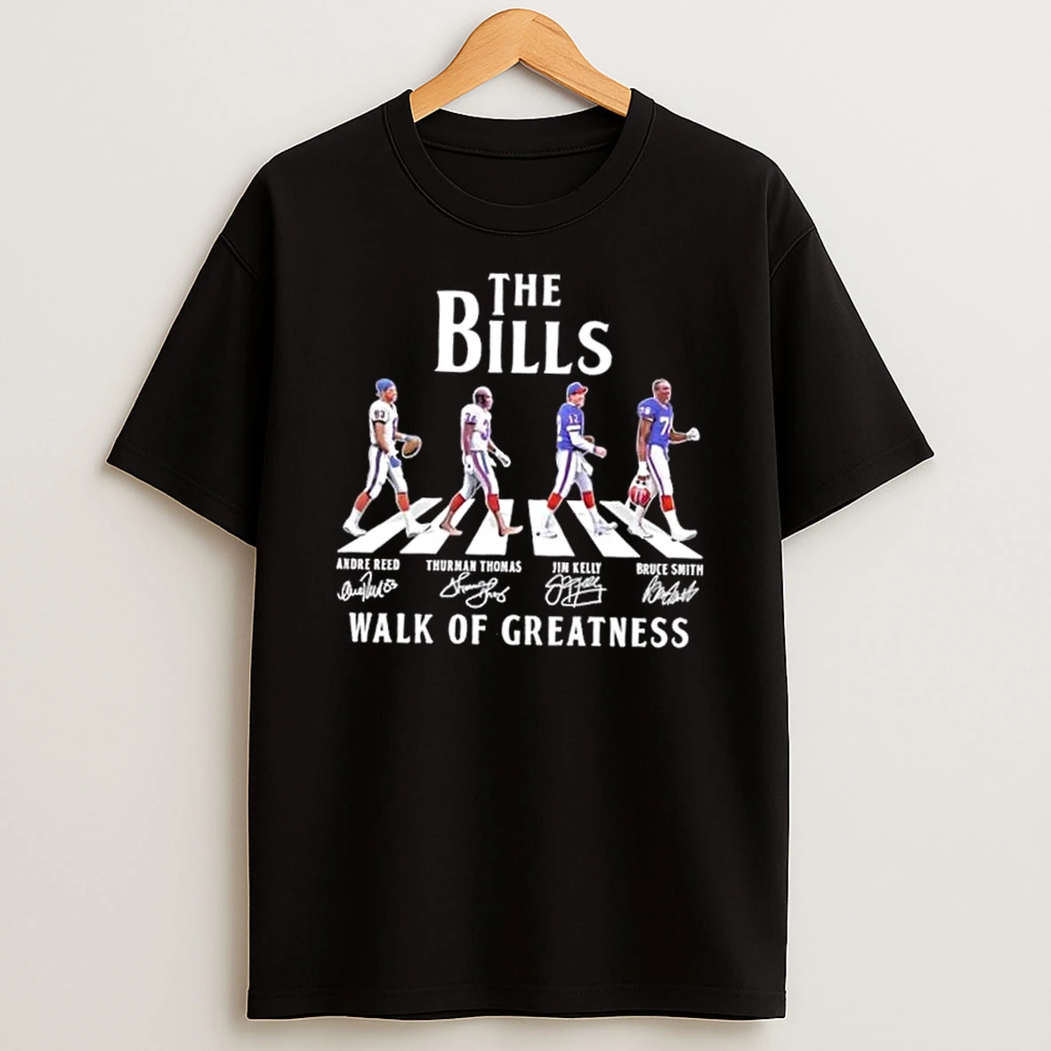 Buffalo Bills Bruce Smith Jim Kelly Thurman Thomas Andre Reed Abbey Road Walk Of Greatness T Shirt
