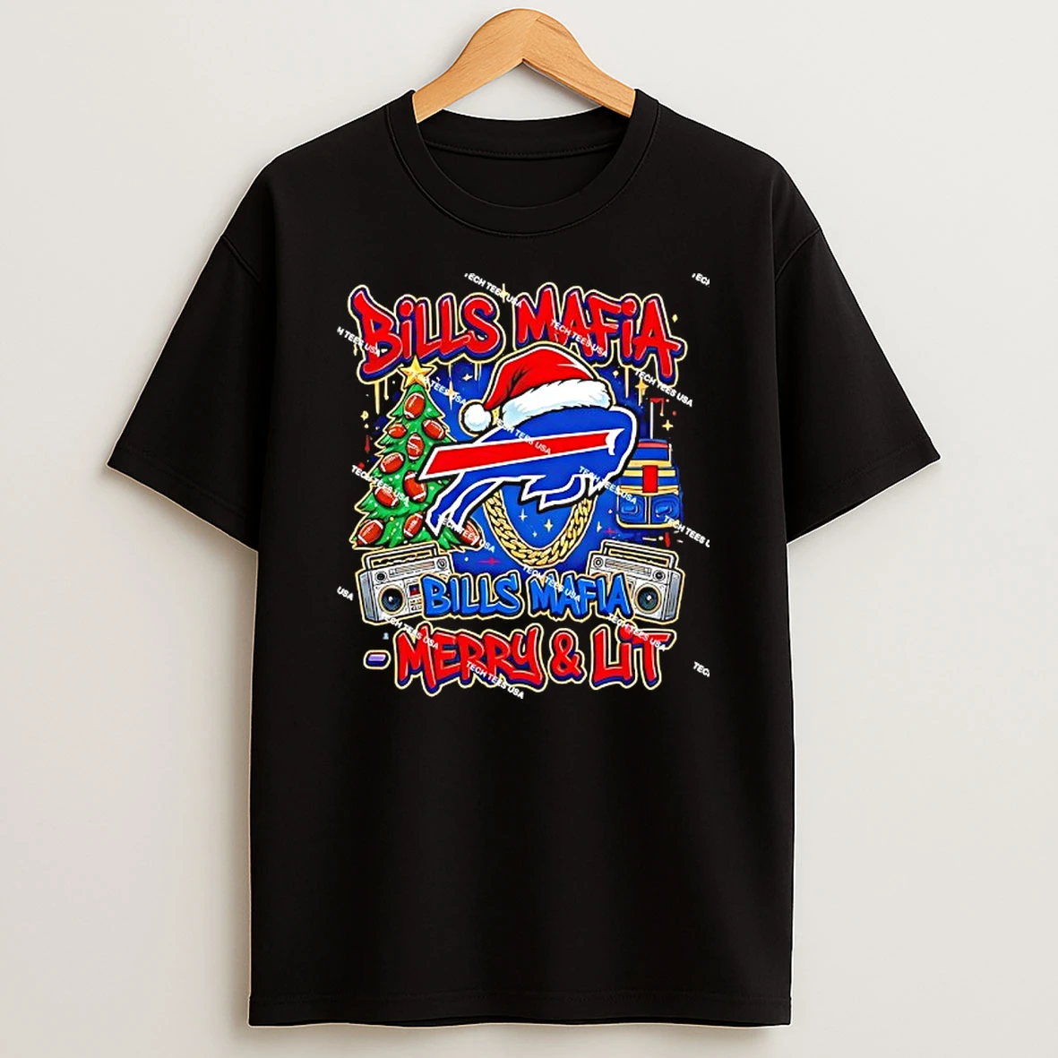 Buffalo Bills Football Bills Mafia Merry And Lit Christmas Holiday T Shirt