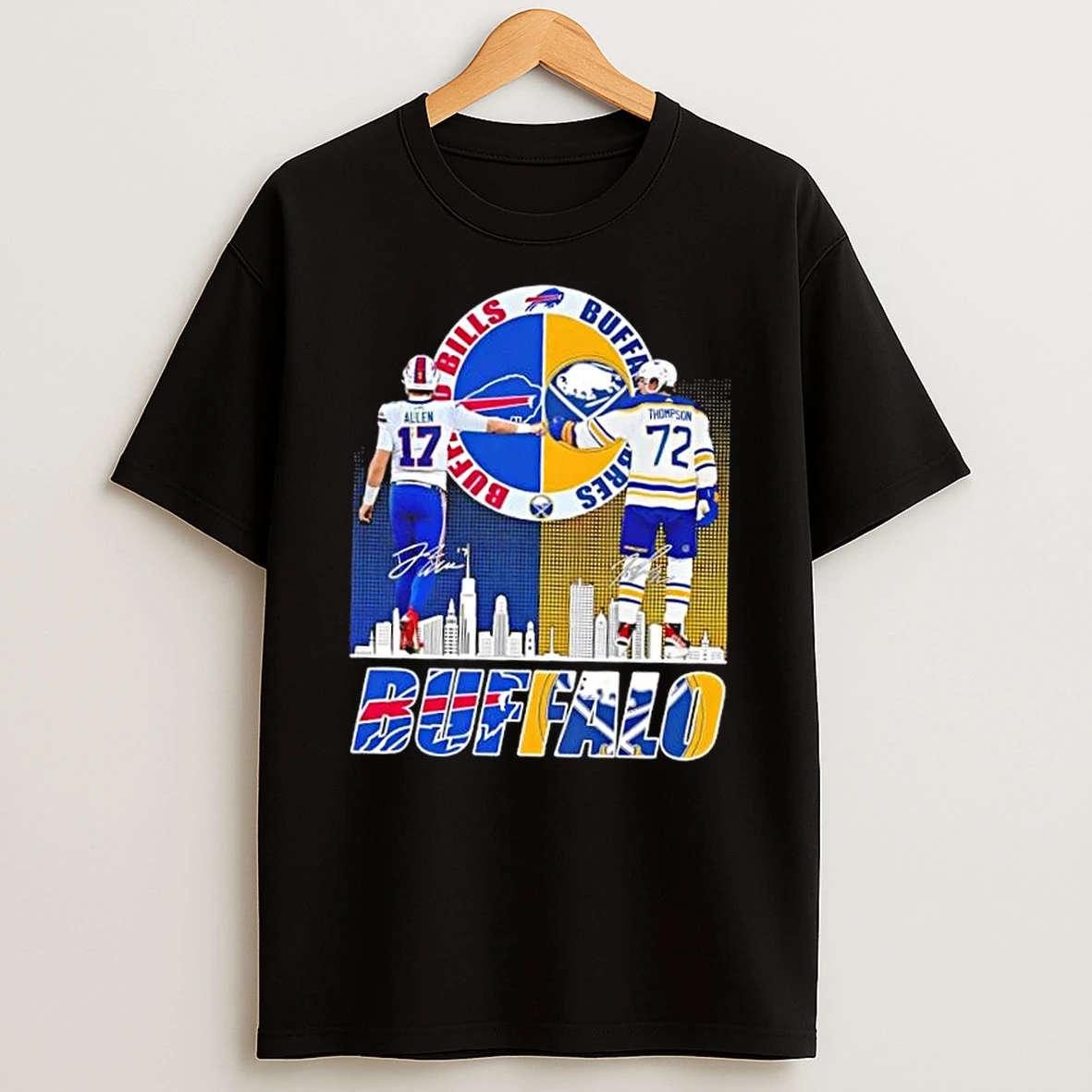 Buffalo City Sports Allen Bills X Thompson Sabres Skyline T Shirt