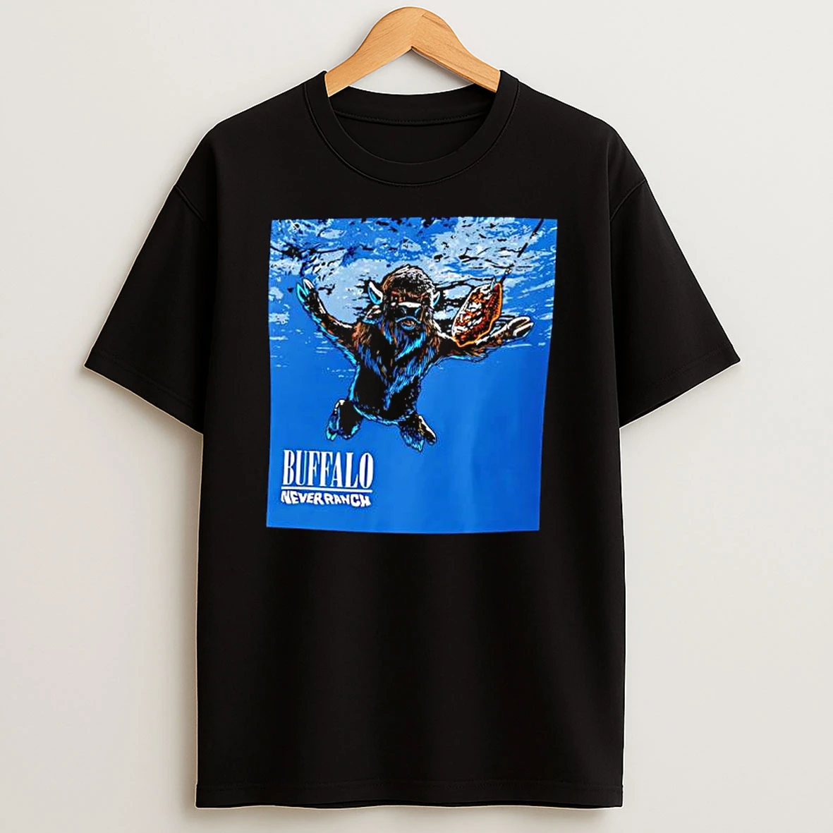 Buffalo Never Ranch Buffalo Swimming Underwater T Shirt