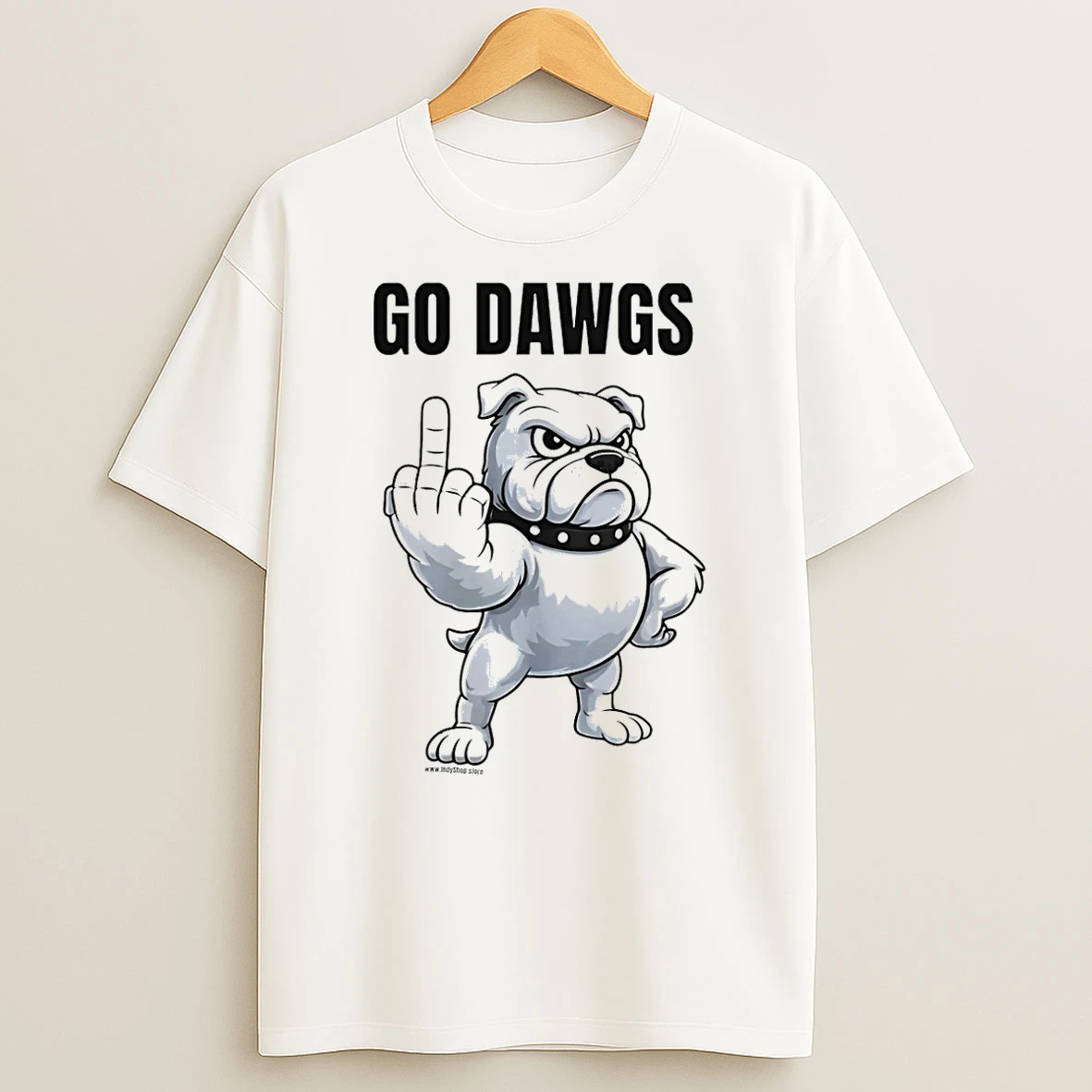 Bulldog Flipping Off Go Dawgs Middle Finger T Shirt