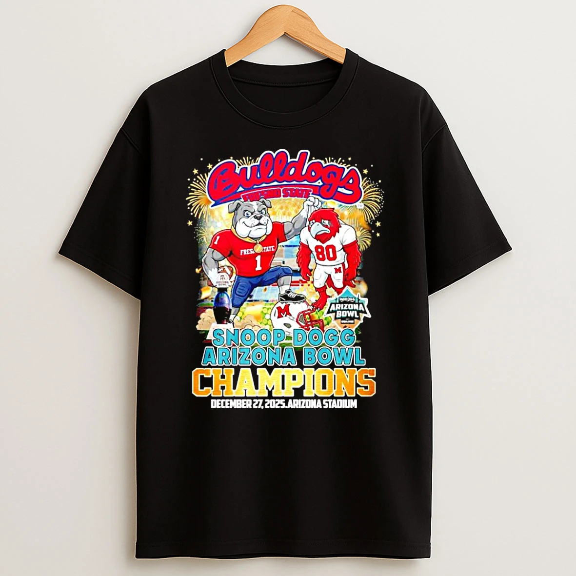 Bulldogs Fresno State 2025 Snoop Dogg Arizona Bowl Champions Mascot T Shirt