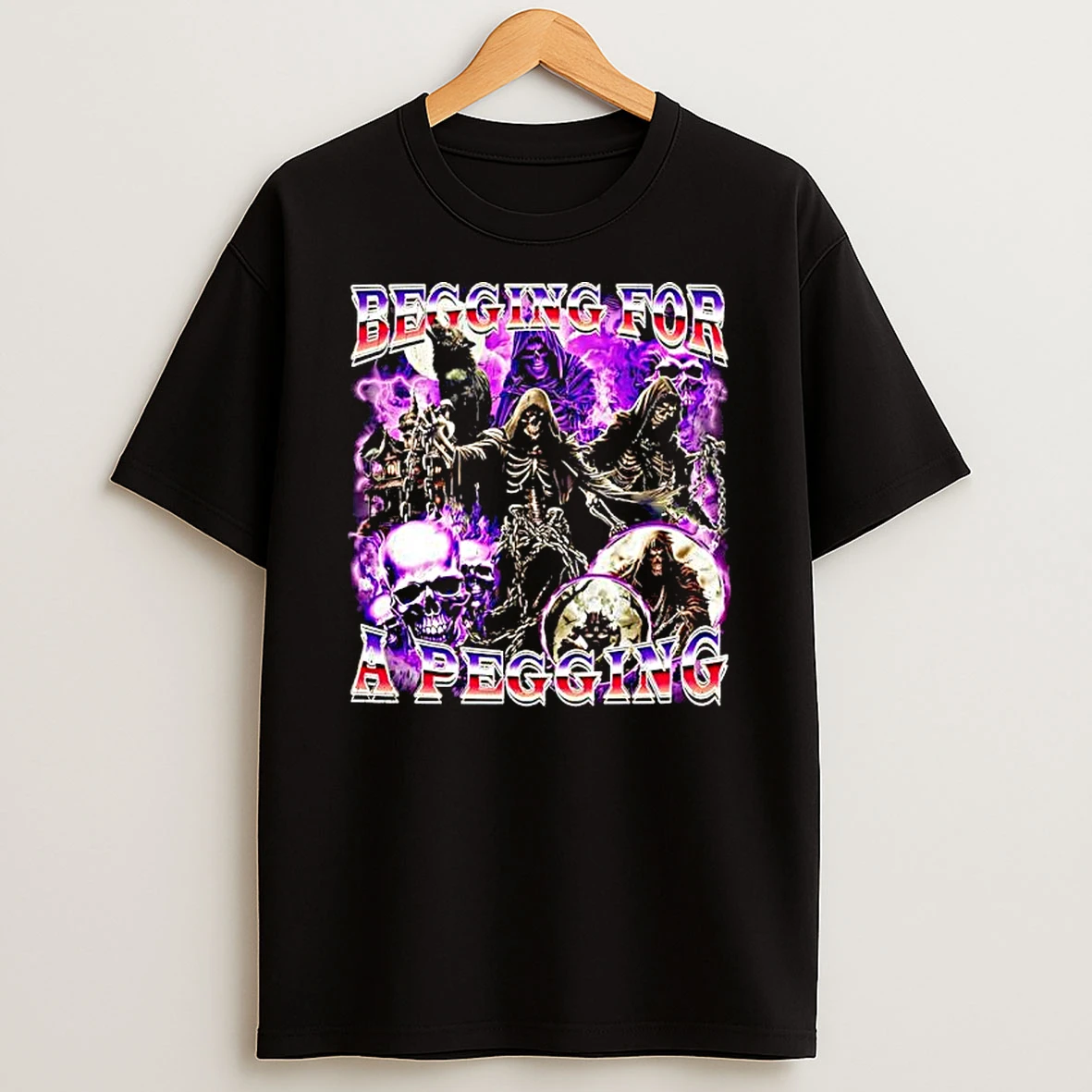 Buy Begging For A Pegging Skeletal Figures Graphic T Shirt