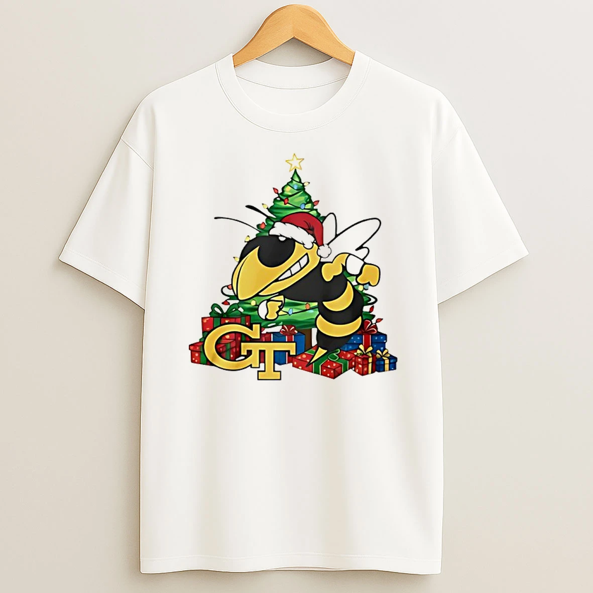 Buzz Georgia Tech Yellow Jackets Santa Hat Merry Christmas T Shirt