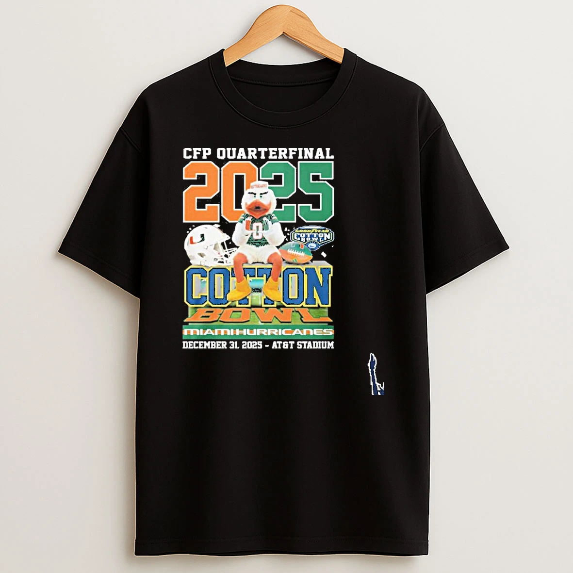 Cfp Quarterfinal Cotton Bowl 2025 Miami Hurricanes Mascot T Shirt