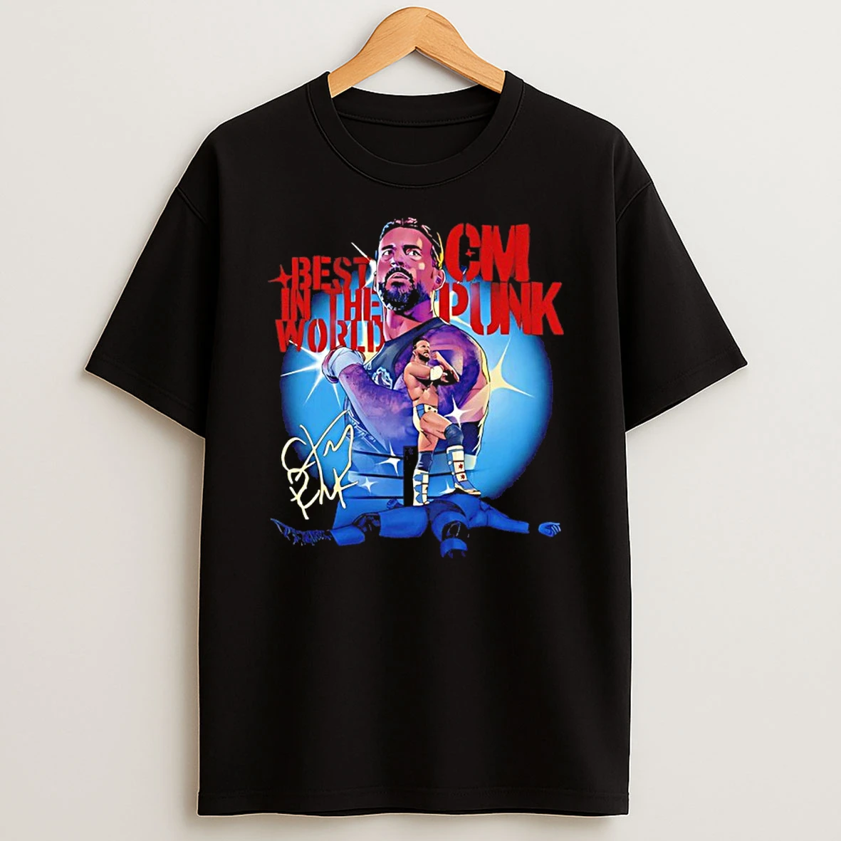 Cm Punk Best In The World Stencil Signature T Shirt