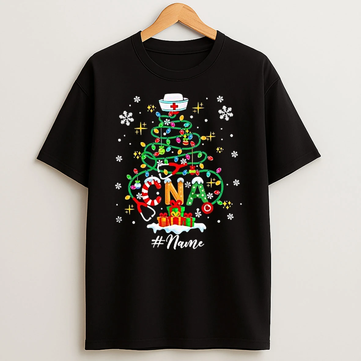 Cna Stethoscope Christmas Tree T Shirt