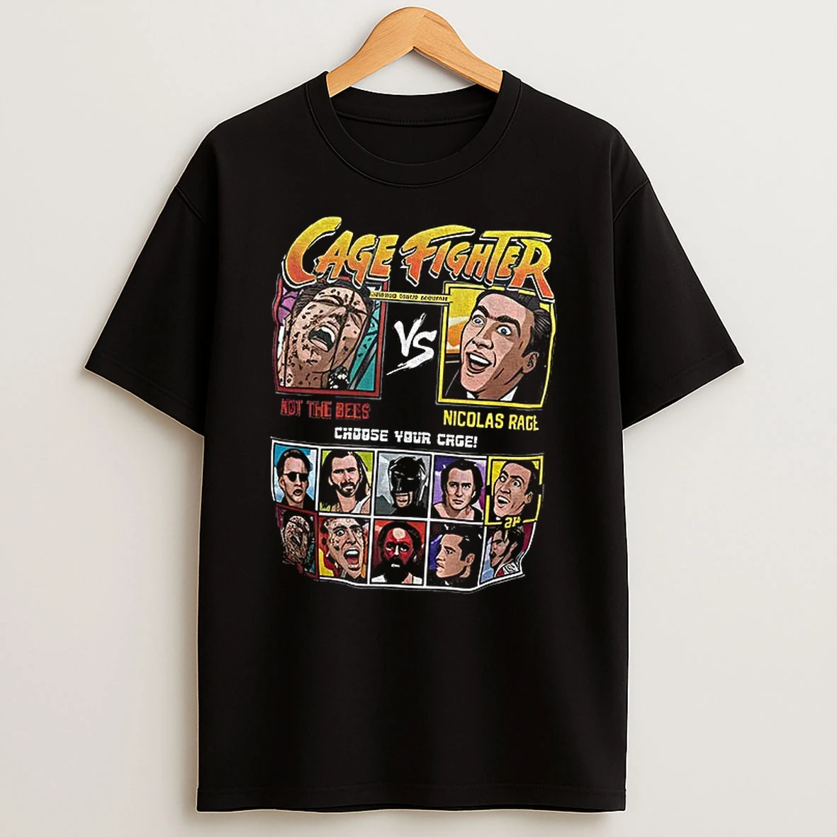 Cage Fighter Nicolas Cage Retro Gaming Movie T Shirt