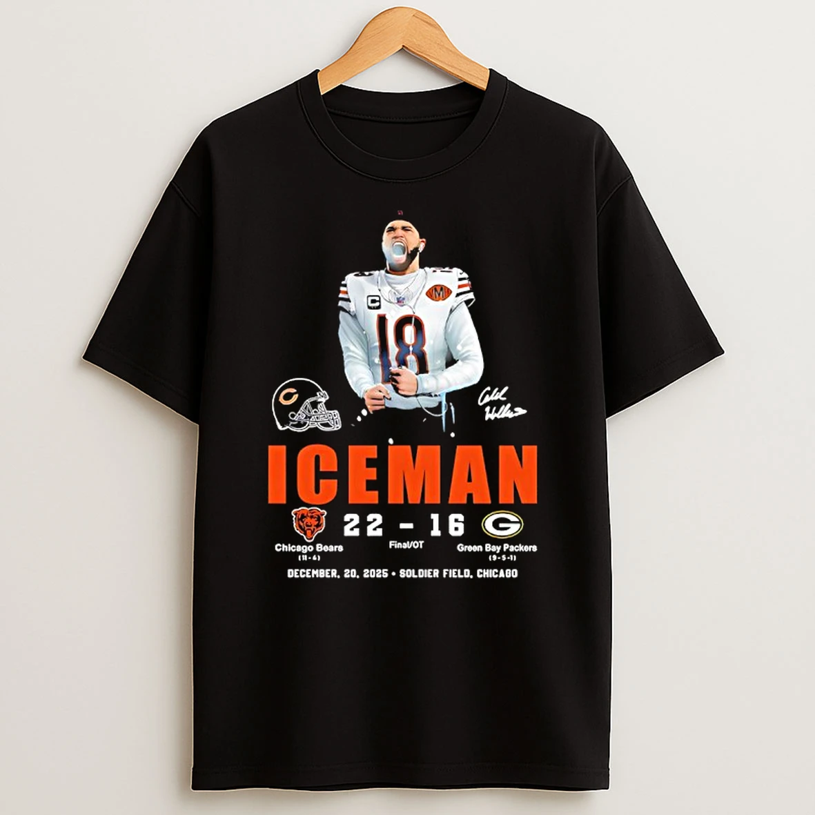 Caleb Williams 18 Chicago Bears Detroys Green Bay Packers Signature T Shirt