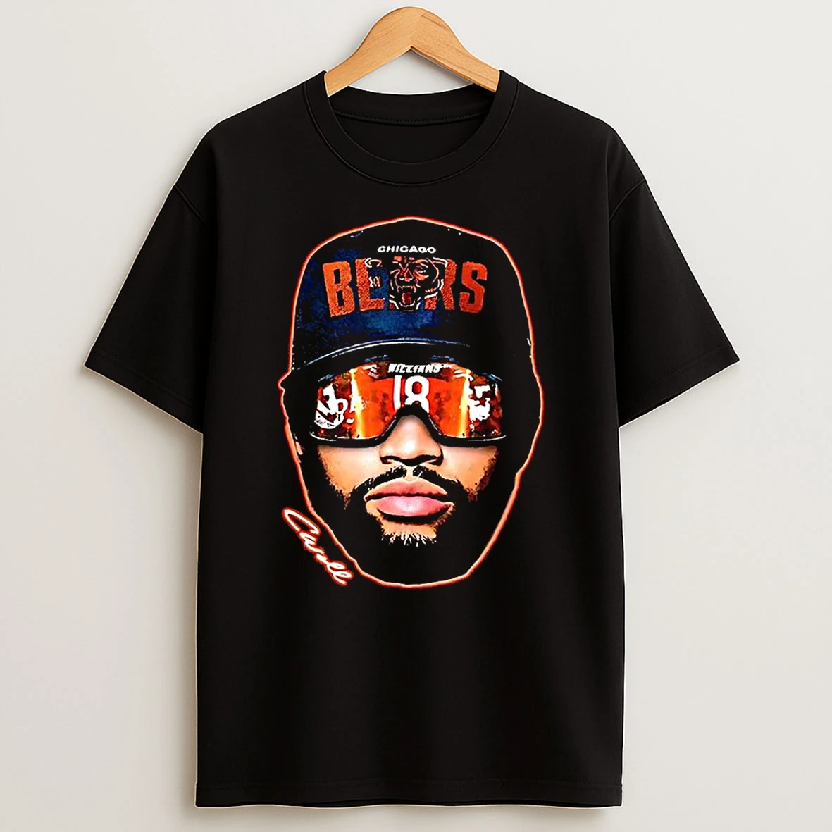 Caleb Williams Chicago Bears Nfl Big Face Sunglasses Signature T Shirt