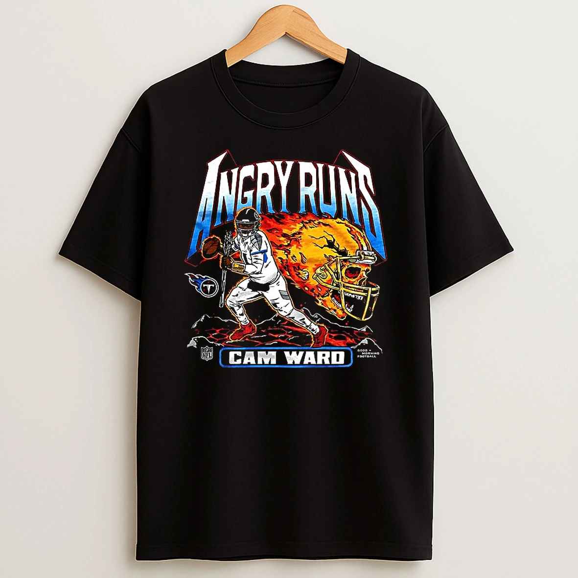 Cam Ward Tennessee Titans Football Angry Runs Skull Burning T Shirt