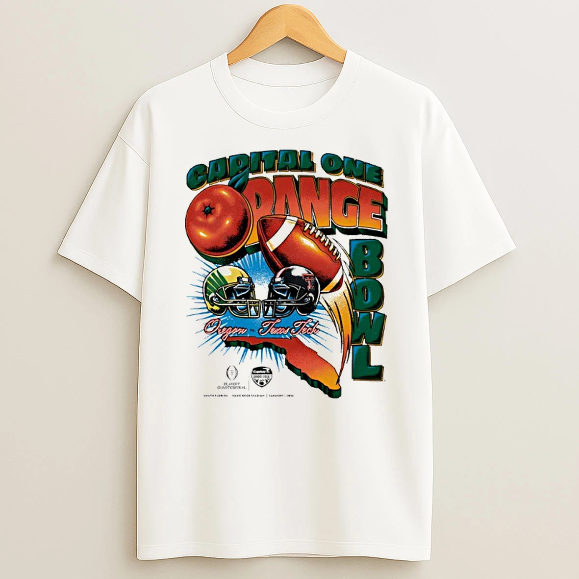 Capital One Orange Bowl 2026 Oregon Vs Texas Tech Vintage Matchup T Shirt