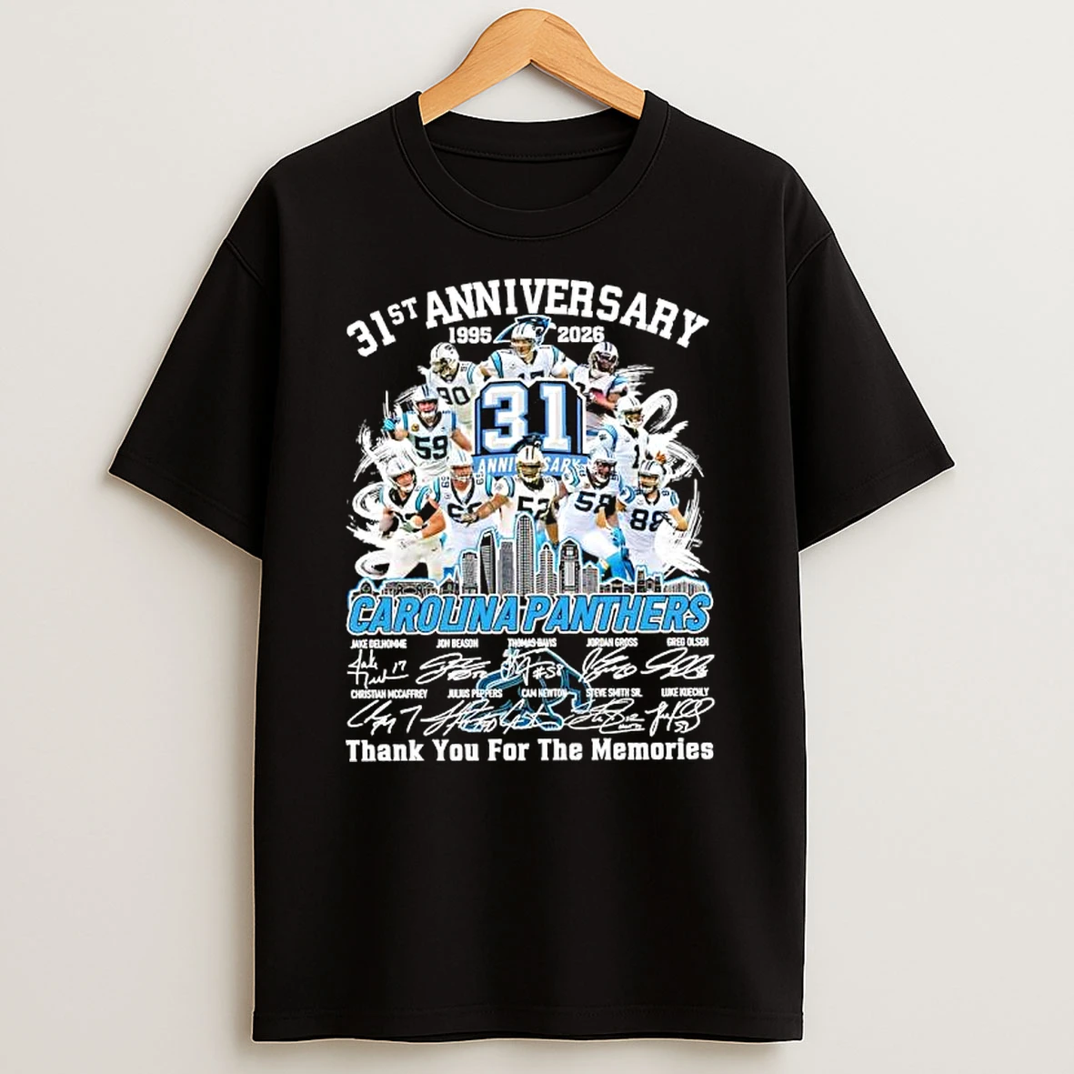 Carolina Panthers 1995 2026 31st Anniversary Thank For The Memories Signatures T Shirt
