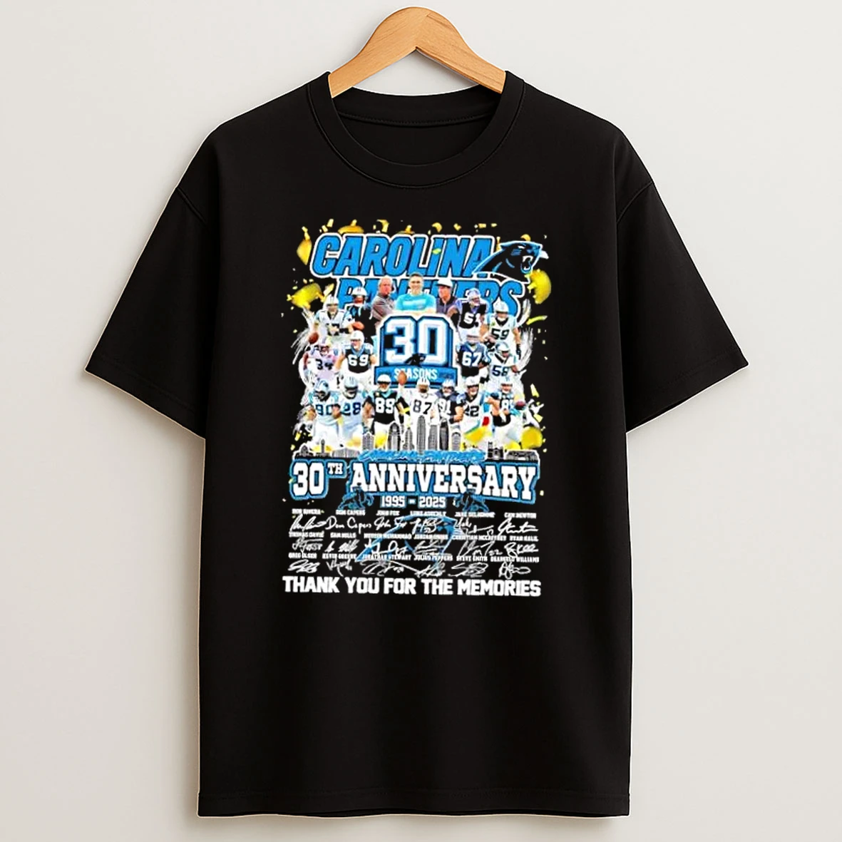 Carolina Panthers 30th Anniversary 1995 2025 Legends Thank You For The Memories Signatures T Shirt